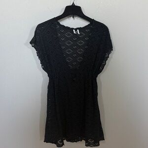 BECCA Black Stretch Lace Swimsuit Coverup